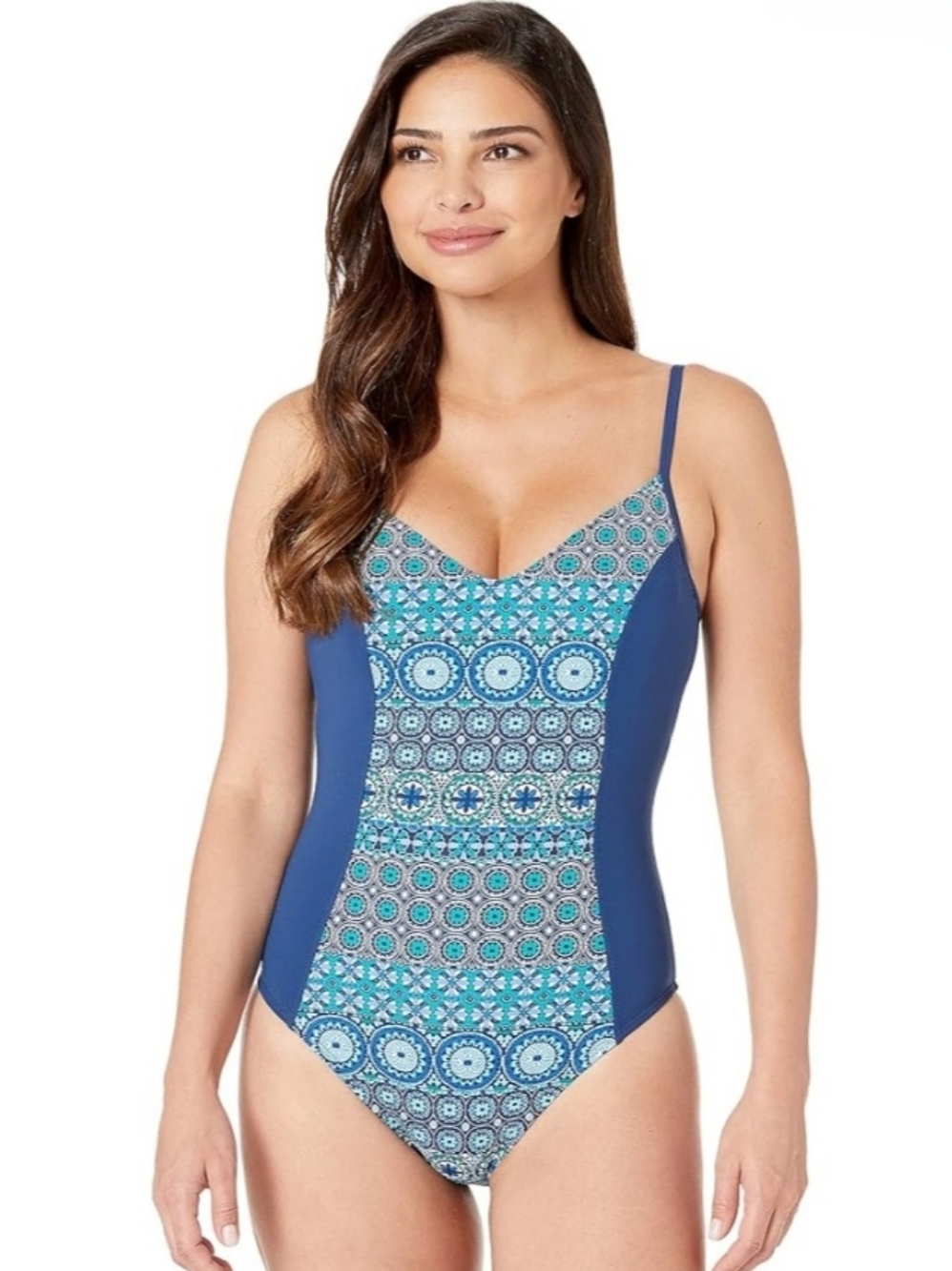 NWT Bleu Rod Beattie Blue Patterned Women's One-Piece Swimsuit - 14